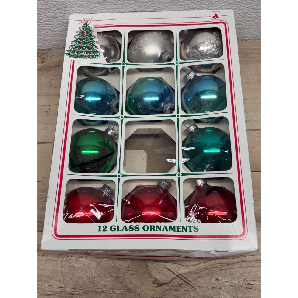 Vtg Set Of 11 Shiny Brite Mercury Glass Christmas Tree Ornaments